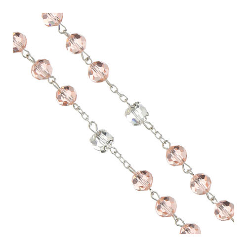 Rosary with pink crystal beads and 8mm double crystal pater 3