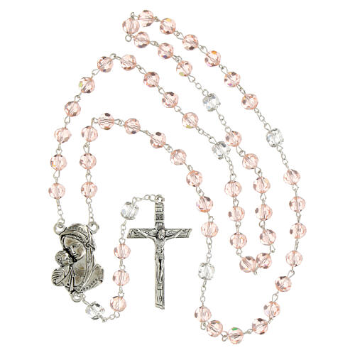 Rosary with pink crystal beads and 8mm double crystal pater 4