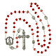 Terço Cristo Misericordioso cristal vermelho 6x4 mm Pai Nosso cerâmica decorada 6 mm s5