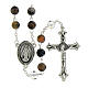Rosario Madonna Miracolosa grani vetro screziato nero 8mm s1