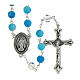 Terço Nossa Senhora das Graças contas vidro marmorizado azul 8 mm s1