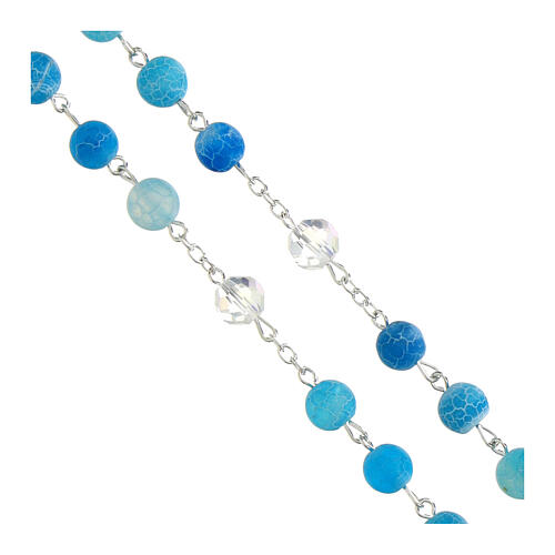 Miraculous Mary rosary with blue mottled glass beads 8mm 3