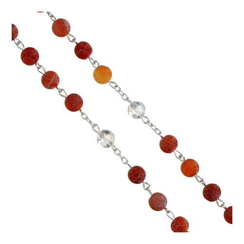 Rosary of Our Lady of Graces, dark red glass beads of 0.3 in 3