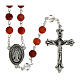 Miraculous Mary Rosary dark red mottled glass 8mm s1