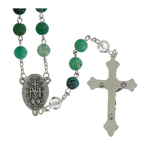 Terço Nossa Senhora das Graças vidro marmorizado verde escuro 8 mm 2