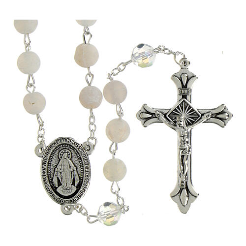 Rosary of the Miraculous Mary in mottled glass 8mm 1