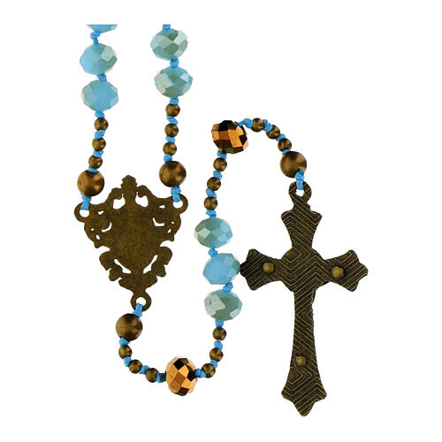 Terço Nossa Senhora das Graças cristal azul 6x8 mm 2