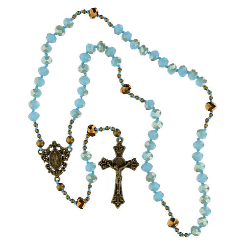 Terço Nossa Senhora das Graças cristal azul 6x8 mm 4