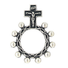 Single decade rosary ring, copper alloy, 0.7 in