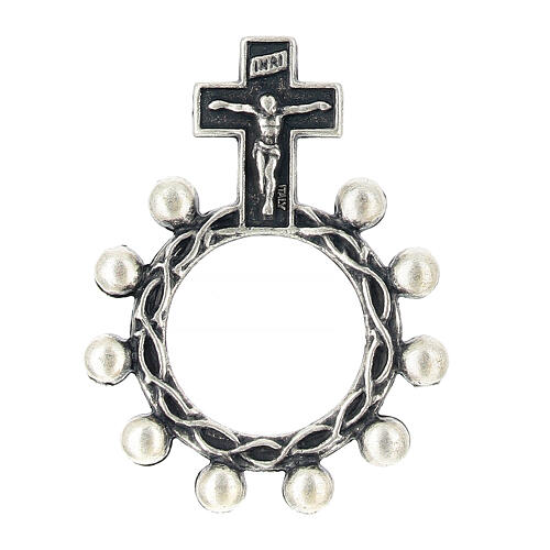 Single decade rosary ring, copper alloy, 0.7 in 1