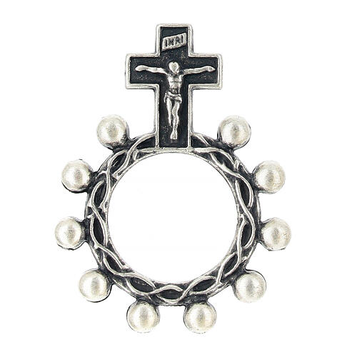 Single decade rosary ring, copper alloy, 0.7 in 3