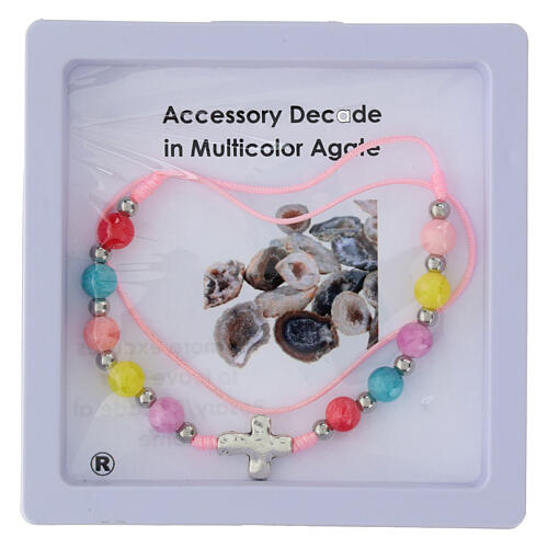 Armband, 10er-Rosenkranz, multicolor Achat-Perlen 3 mm 3