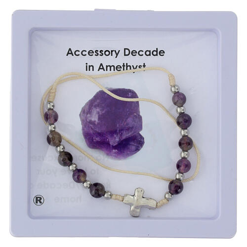 Armband, 10er-Rosenkranz, Amethyst-Perlen 3 mm 3