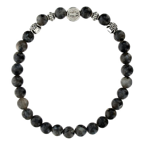 Pulsera elástica de labradorita gris 1