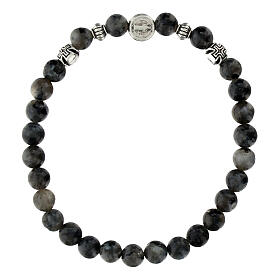 Bracciale elastico in labradorite grigia