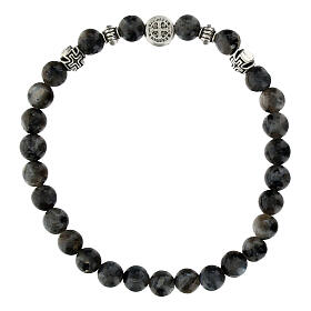 Bracciale elastico in labradorite grigia