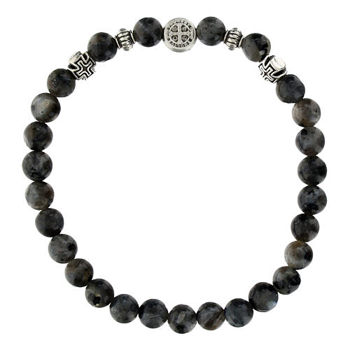 Bracciale elastico in labradorite grigia 2