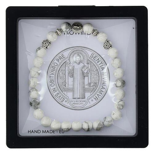 Armband, elastisch, weiße Howlith-Perlen 5 mm 3