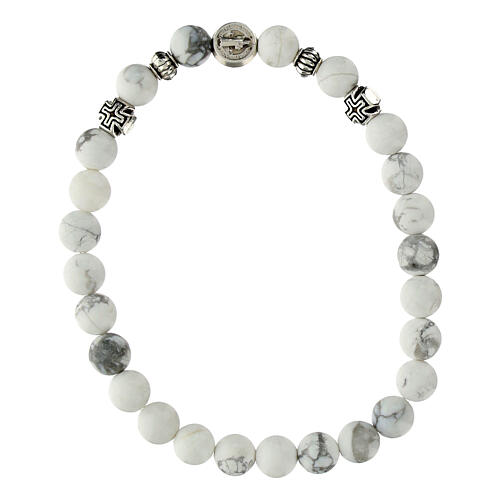 Bracelet howlite blanche élastique 1