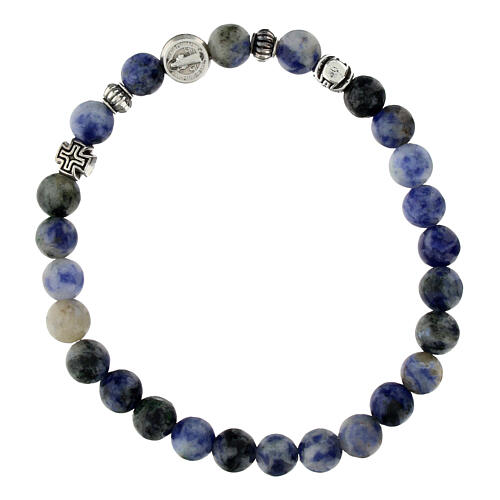 Armband, elastisch, blaue Sodalith-Perlen 1
