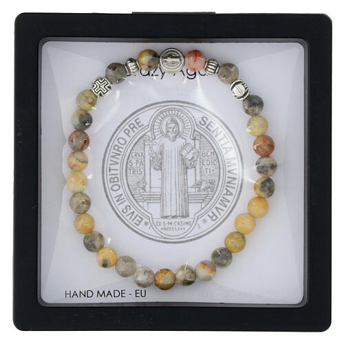 Armband, elastisch, Crazy-Achat-Perlen 5 mm 3