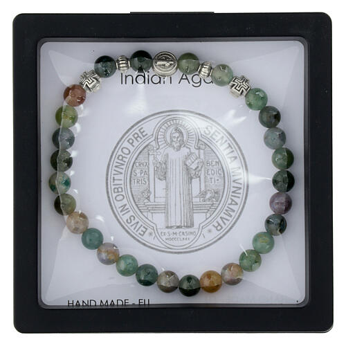 Armband, elastisch, indische Achat-Perlen 3