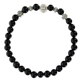 Armband, elastisch, Onyx-Perlen