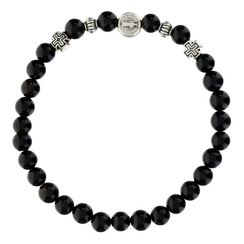 Bracelet en pierre onyx élastique 1