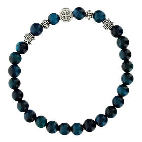 Armband, elastisch, Falkenauge-Perlen 5 mm