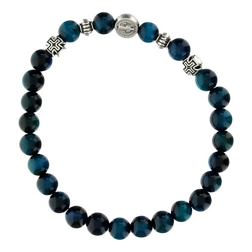 Armband, elastisch, Falkenauge-Perlen 5 mm 1