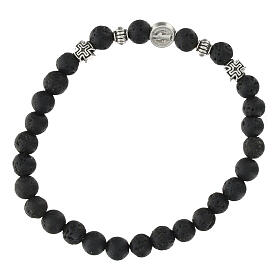 Bracciale elastico con grani in roccia vulcanica