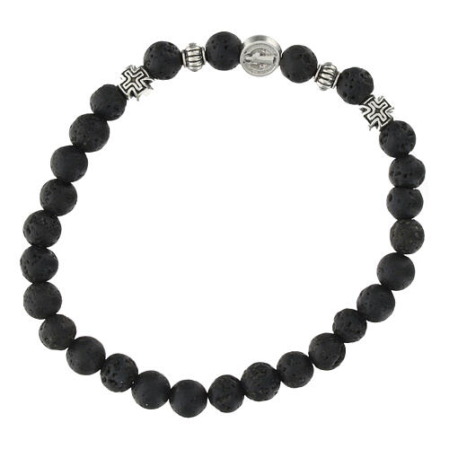 Bracciale elastico con grani in roccia vulcanica 1