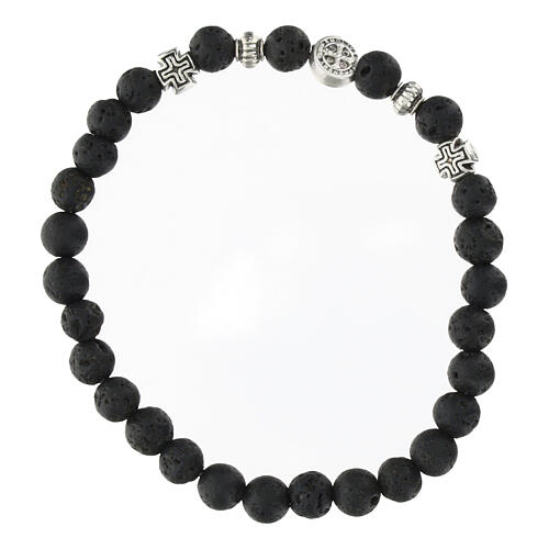 Bracciale elastico con grani in roccia vulcanica 2