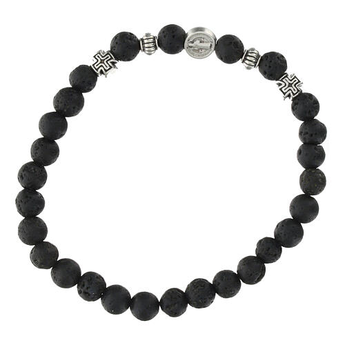 Bracciale elastico con grani in roccia vulcanica 7