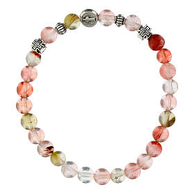 Pulseira elástica com contas de quartzo rosa