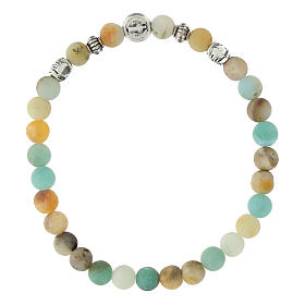 Bracciale elastico con grani in amazzonite