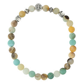Bracciale elastico con grani in amazzonite
