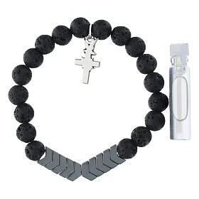 Bracciale decine in ematite grigia e pietra lavica 5 mm