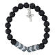 Single decade rosary bracelet of hematite and lava stone, 0.2 in beads s1