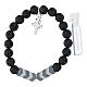 Single decade rosary bracelet of hematite and lava stone, 0.2 in beads s2