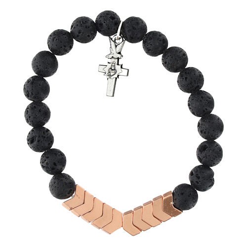 Bracciale decina bronzo in ematite e pietra di lava 5 mm 1