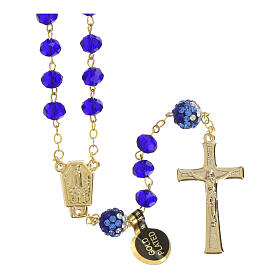 Rosario dorato grani lucidi blu 5 mm