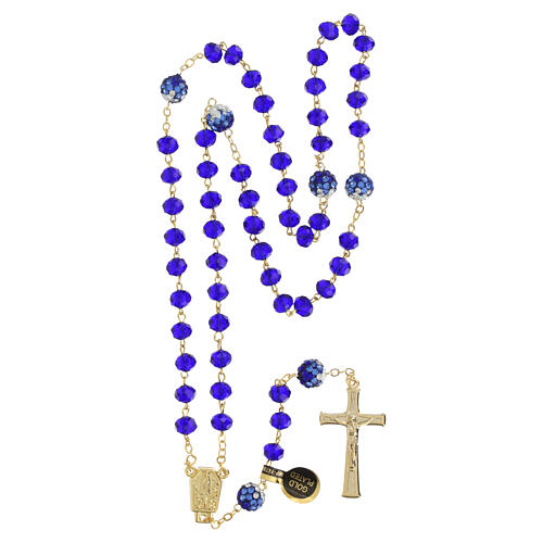 Rosario dorato grani lucidi blu 5 mm 4