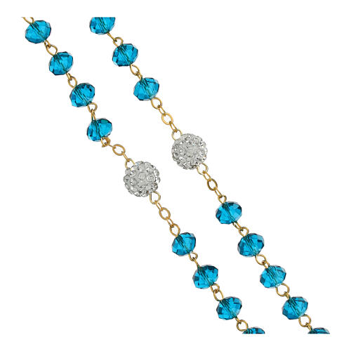 Goldener Rosenkranz mit glänzenden blauen Perlen 5 mm 3