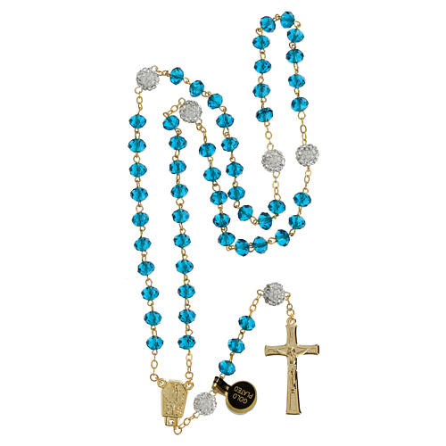 Gold plated rosary with polished light blue beads of 0.2 in 4