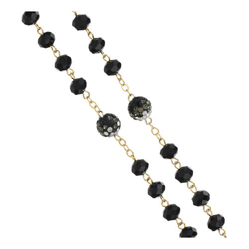 Vergoldeter Rosenkranz mit glänzenden schwarzen Perlen (5 mm) 8