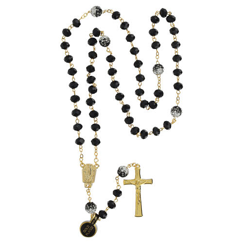 Gold plated rosary with polished black beads of 0.2 in 4
