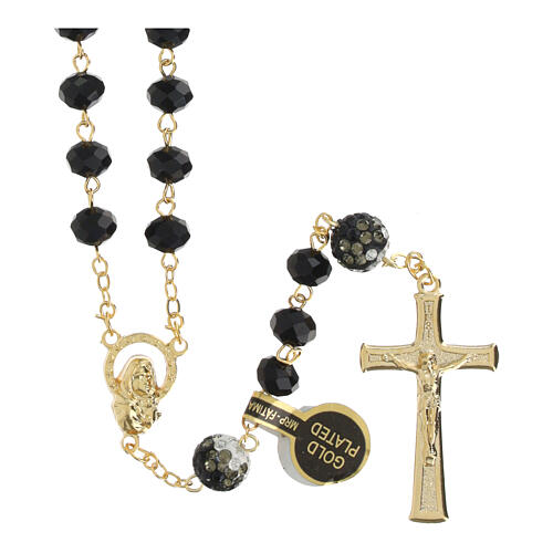 Gold plated rosary with polished black beads of 0.2 in 6