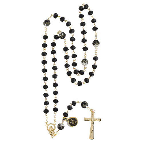Gold plated rosary with polished black beads of 0.2 in 10