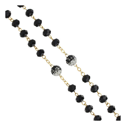 Rosario dorato grani neri lucidi 5 mm 3